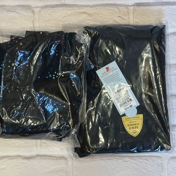 Cat & Jack Other - Lot of 2 2-Pack Cat & Jack Girls Size S 6/6X Pull-on Leggings Black Stars NWT
